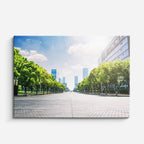 Cuadro canvas Avenida Arbolada Ciudad Moderna - Ciudades Urbano y Arquitectura - Vista Frente