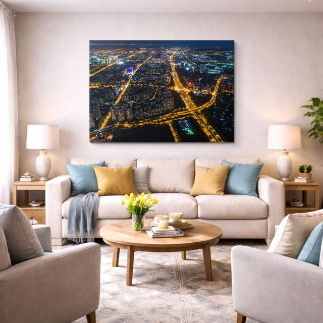 Cuadro canvas Ciudad Aerea Venas de Luz - Ciudades Urbano y Arquitectura - Vista Lifestyle