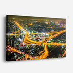 Cuadro canvas Autopista Aerea Nocturna Dorada - Ciudades Urbano y Arquitectura - Vista Perspectiva