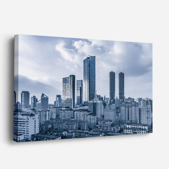 Cuadro canvas Ciudad Gris Rascacielos Modernos - Ciudades Urbano y Arquitectura - Vista Perspectiva