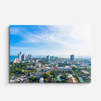 Cuadro canvas Ciudad Costera Aerea Moderna - Ciudades Urbano y Arquitectura - Vista Frente