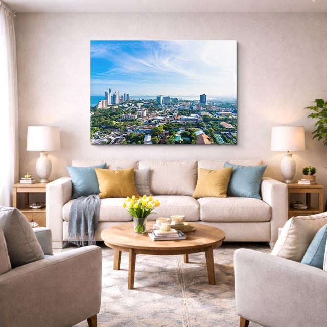 Cuadro canvas Ciudad Costera Aerea Moderna - Ciudades Urbano y Arquitectura - Vista Lifestyle