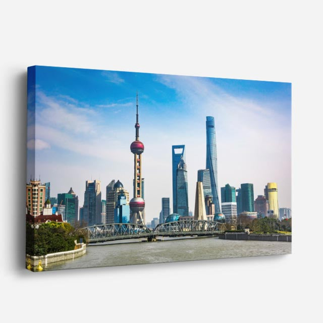 Cuadro canvas Shanghai Torre Perla Oriental - Ciudades Urbano y Arquitectura - Vista Perspectiva