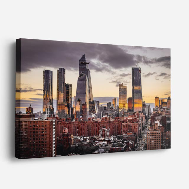 Cuadro canvas Dubai Skyline Atardecer Dorado - Ciudades Urbano y Arquitectura - Vista Perspectiva