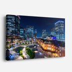 Cuadro canvas Ciudad Nocturna Luces Azules - Ciudades Urbano y Arquitectura - Vista Perspectiva