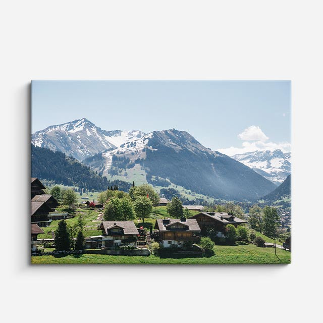 Cuadro canvas Alpes Suizos Pueblo Nevado - Ciudades Urbano y Arquitectura - Vista Frente