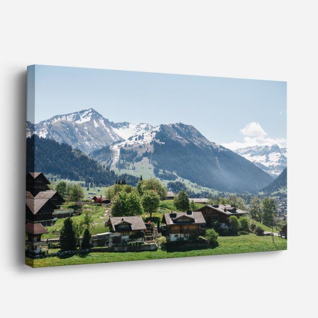 Cuadro canvas Alpes Suizos Pueblo Nevado - Ciudades Urbano y Arquitectura - Vista Perspectiva