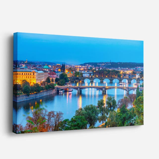 Cuadro canvas Praga Puente Carlos Rio - Ciudades Urbano y Arquitectura - Vista Perspectiva