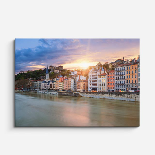 Cuadro canvas Lyon Rio Saona Atardecer - Ciudades Urbano y Arquitectura - Vista Frente