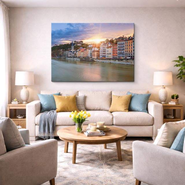 Cuadro canvas Lyon Rio Saona Atardecer - Ciudades Urbano y Arquitectura - Vista Lifestyle