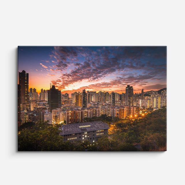 Cuadro canvas Ciudad Skyline Atardecer Calido - Ciudades Urbano y Arquitectura - Vista Frente