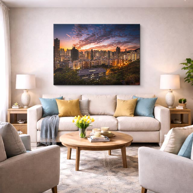 Cuadro canvas Ciudad Skyline Atardecer Calido - Ciudades Urbano y Arquitectura - Vista Lifestyle