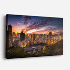 Cuadro canvas Ciudad Skyline Atardecer Calido - Ciudades Urbano y Arquitectura - Vista Perspectiva