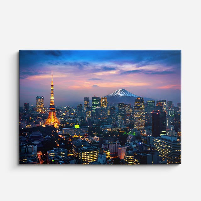 Cuadro canvas Tokio Torre Fuji Noche - Ciudades Urbano y Arquitectura - Vista Frente
