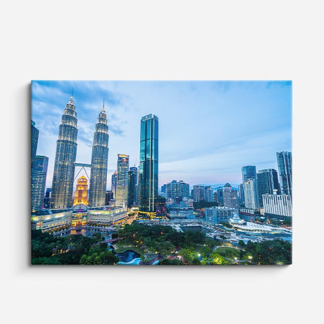Cuadro canvas Kuala Lumpur Torres Petronas Dia - Ciudades Urbano y Arquitectura - Vista Frente