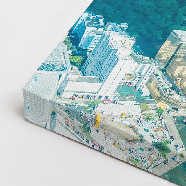 Cuadro canvas Hong Kong Puerto Aereo Turquesa - Ciudades Urbano y Arquitectura - Vista CloseUp