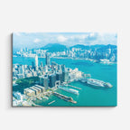 Cuadro canvas Hong Kong Puerto Aereo Turquesa - Ciudades Urbano y Arquitectura - Vista Frente