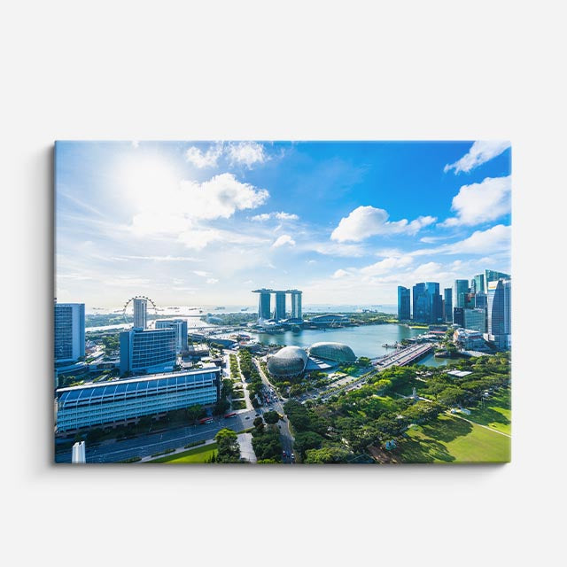 Cuadro canvas Singapur Aereo Verde Azul - Ciudades Urbano y Arquitectura - Vista Frente