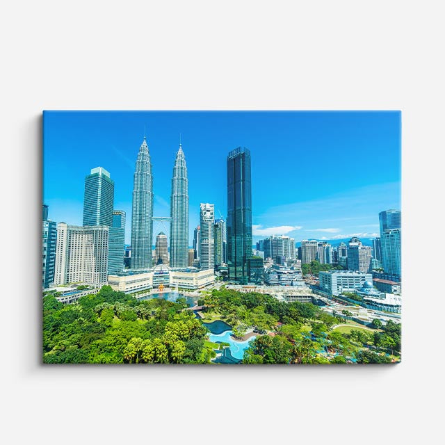 Cuadro canvas Kuala Lumpur Torres Petronas Noche - Ciudades Urbano y Arquitectura - Vista Frente