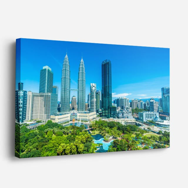 Cuadro canvas Kuala Lumpur Torres Petronas Noche - Ciudades Urbano y Arquitectura - Vista Perspectiva