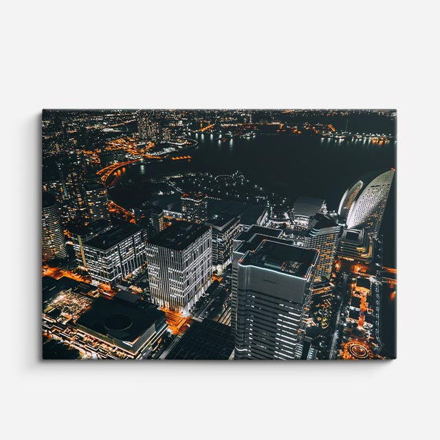 Cuadro canvas Manhattan Aereo Nocturno - Ciudades Urbano y Arquitectura - Vista Frente