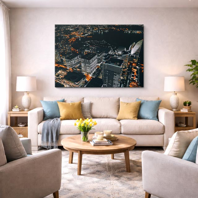 Cuadro canvas Manhattan Aereo Nocturno - Ciudades Urbano y Arquitectura - Vista Lifestyle