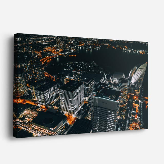 Cuadro canvas Manhattan Aereo Nocturno - Ciudades Urbano y Arquitectura - Vista Perspectiva
