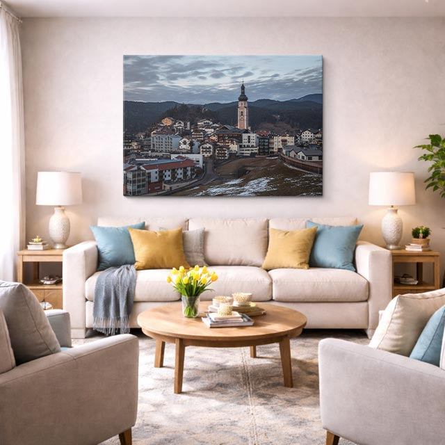 Cuadro canvas Pueblo Europeo Medieval Montaña - Ciudades Urbano y Arquitectura - Vista Lifestyle