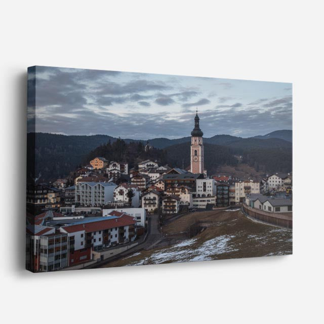 Cuadro canvas Pueblo Europeo Medieval Montaña - Ciudades Urbano y Arquitectura - Vista Perspectiva