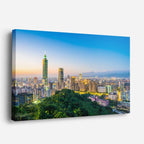 Cuadro canvas Taipei 101 Panorama Verde - Ciudades Urbano y Arquitectura - Vista Perspectiva