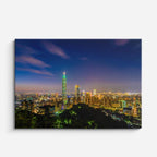 Cuadro canvas Taipei 101 Atardecer Dorado - Ciudades Urbano y Arquitectura - Vista Frente