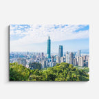 Cuadro canvas Taipei 101 Skyline Verde - Ciudades Urbano y Arquitectura - Vista Frente