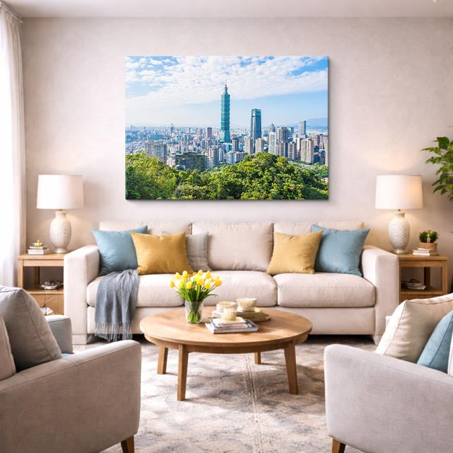 Cuadro canvas Taipei 101 Skyline Verde - Ciudades Urbano y Arquitectura - Vista Lifestyle
