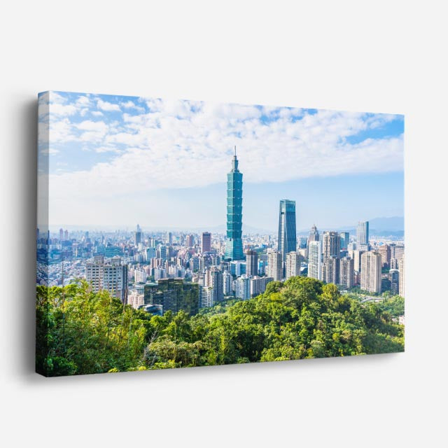 Cuadro canvas Taipei 101 Skyline Verde - Ciudades Urbano y Arquitectura - Vista Perspectiva