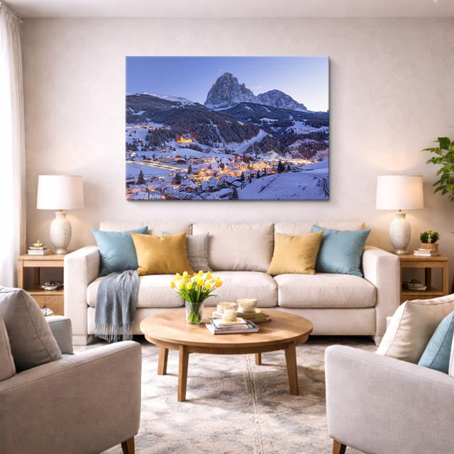 Cuadro canvas Pueblo Alpino Invierno Noche - Ciudades Urbano y Arquitectura - Vista Lifestyle