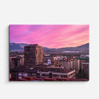 Cuadro canvas Ciudad Montana Atardecer Rosa - Ciudades Urbano y Arquitectura - Vista Frente