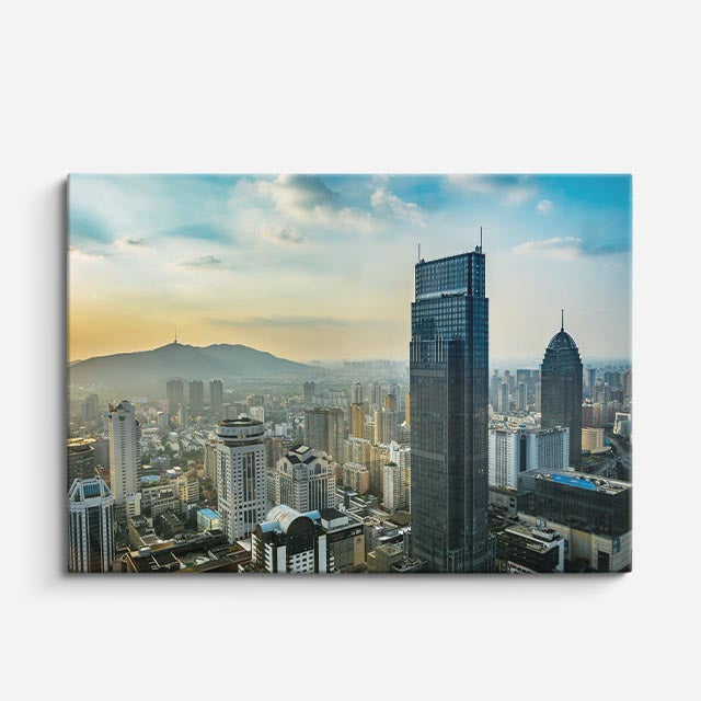 Cuadro canvas Ciudad Costera Moderna Dia - Ciudades Urbano y Arquitectura - Vista Frente