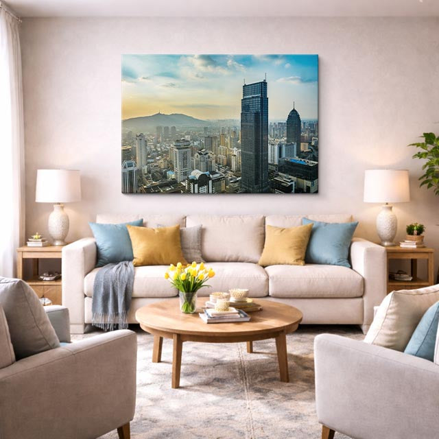 Cuadro canvas Ciudad Costera Moderna Dia - Ciudades Urbano y Arquitectura - Vista Lifestyle