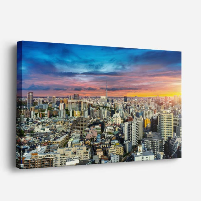 Cuadro canvas Ciudad Densa Tejados Vintage - Ciudades Urbano y Arquitectura - Vista Perspectiva