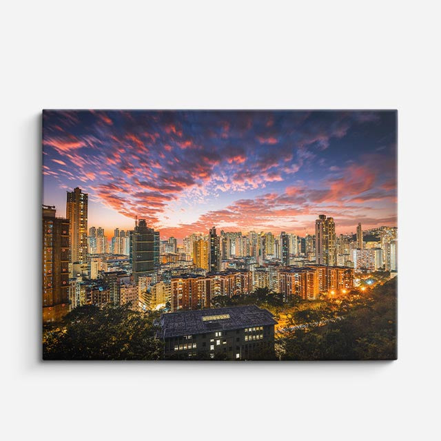 Cuadro canvas Ciudad Atardecer Cielo Dramatico - Ciudades Urbano y Arquitectura - Vista Frente