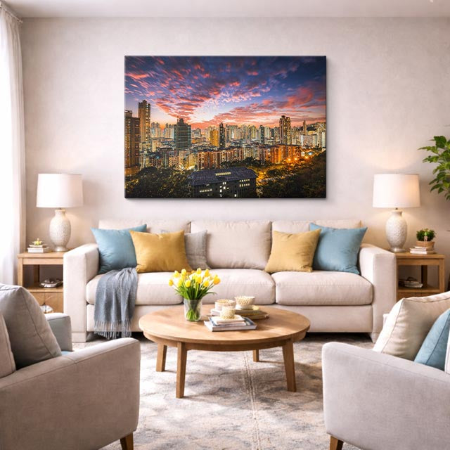 Cuadro canvas Ciudad Atardecer Cielo Dramatico - Ciudades Urbano y Arquitectura - Vista Lifestyle