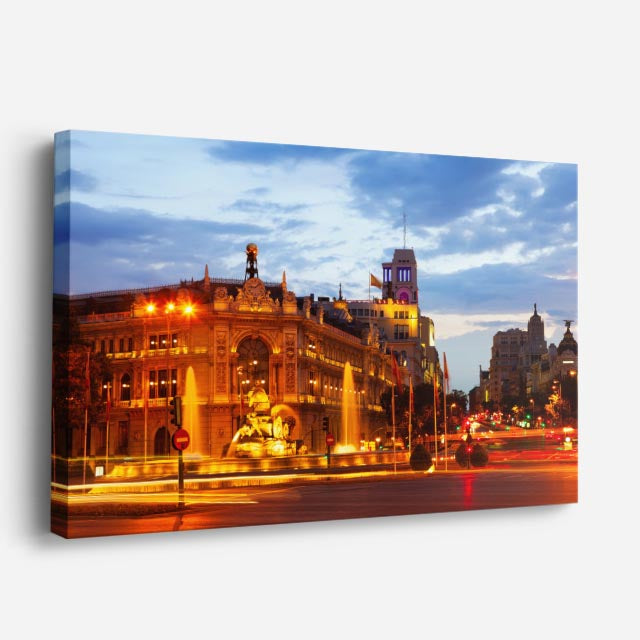 Cuadro canvas Madrid Gran Via Nocturno - Ciudades Urbano y Arquitectura - Vista Perspectiva