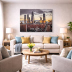 Cuadro canvas Ciudad Skyline Atardecer Naranja - Ciudades Urbano y Arquitectura - Vista Lifestyle