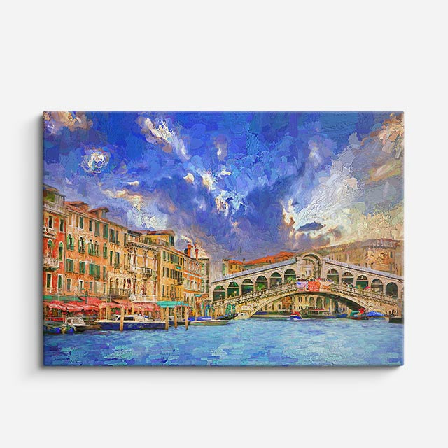 Cuadro canvas Venecia Puente Rialto Pintura - Ciudades Urbano y Arquitectura - Vista Frente