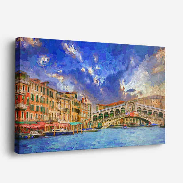 Cuadro canvas Venecia Puente Rialto Pintura - Ciudades Urbano y Arquitectura - Vista Perspectiva