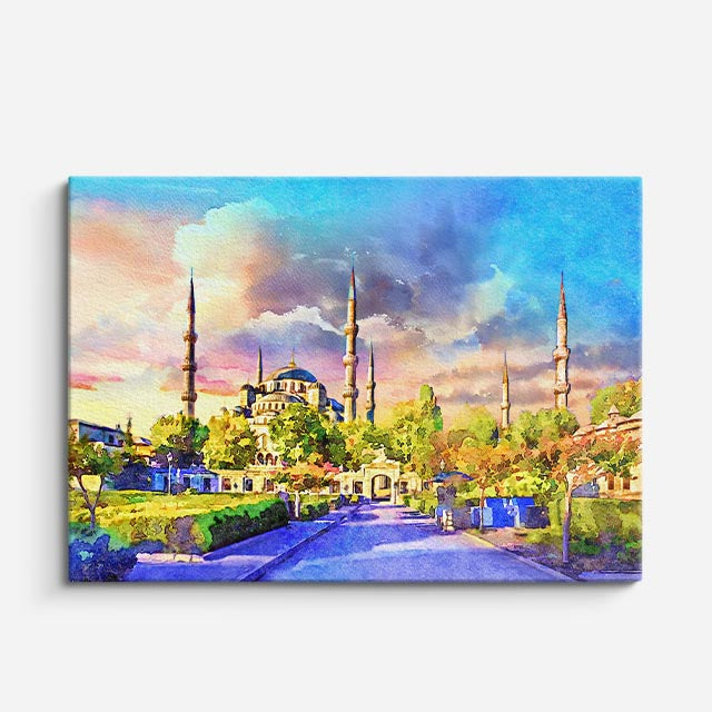Cuadro canvas Estambul Mezquita Azul Pintura - Ciudades Urbano y Arquitectura - Vista Frente