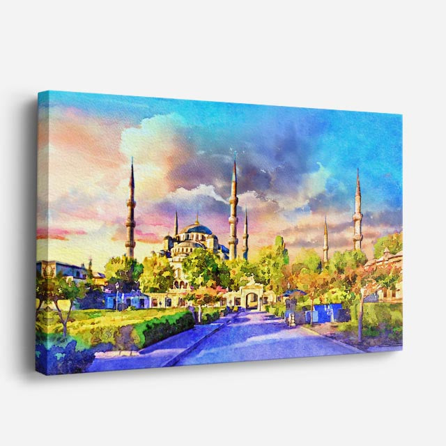 Cuadro canvas Estambul Mezquita Azul Pintura - Ciudades Urbano y Arquitectura - Vista Perspectiva