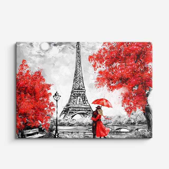 Cuadro canvas Paris Torre Eiffel Rojo y Negro - Ciudades Urbano y Arquitectura - Vista Frente