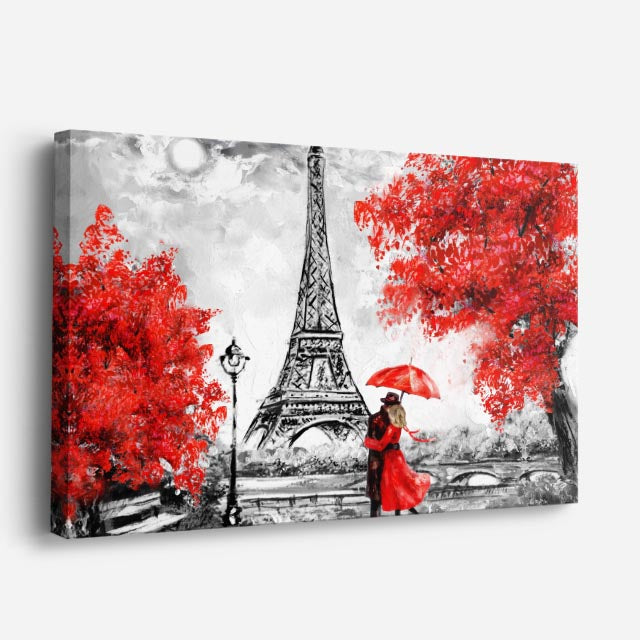 Cuadro canvas Paris Torre Eiffel Rojo y Negro - Ciudades Urbano y Arquitectura - Vista Perspectiva