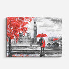 Cuadro canvas Londres Big Ben Pareja Rojo - Ciudades Urbano y Arquitectura - Vista Frente